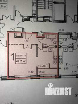 1-к квартира, вторичка, 42м2, 13/17 этаж