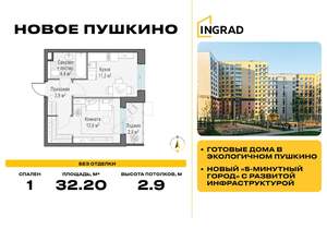 1-к квартира, строящийся дом, 32м2, 15/15 этаж