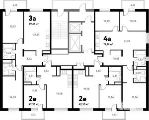 4-к квартира, строящийся дом, 78м2, 14/17 этаж