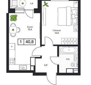1-к квартира, вторичка, 41м2, 3/17 этаж