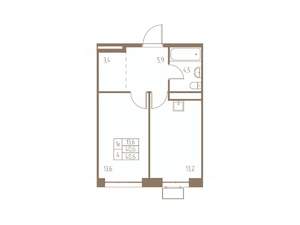 1-к квартира, строящийся дом, 41м2, 23/25 этаж