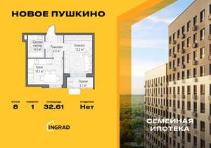 1-к квартира, вторичка, 33м2, 8/15 этаж
