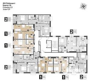 2-к квартира, вторичка, 60м2, 9/9 этаж