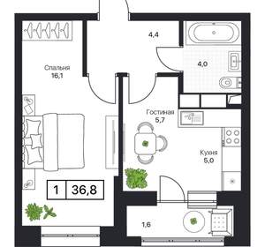 1-к квартира, вторичка, 37м2, 8/17 этаж