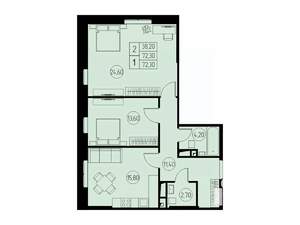 2-к квартира, строящийся дом, 72м2, 11/23 этаж