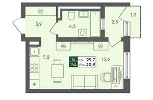 1-к квартира, вторичка, 31м2, 3/4 этаж