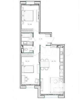 2-к квартира, сданный дом, 73м2, 4/22 этаж