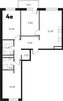 4-к квартира, строящийся дом, 83м2, 3/17 этаж