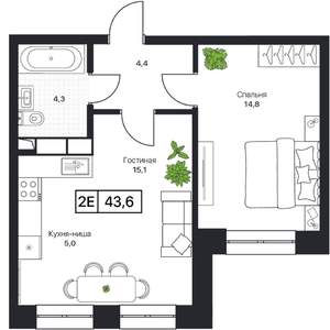 1-к квартира, вторичка, 44м2, 5/13 этаж