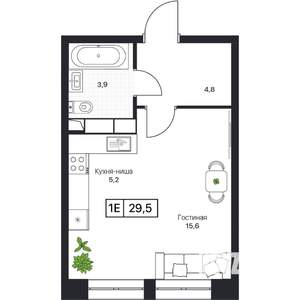 Студия квартира, вторичка, 29м2, 6/17 этаж
