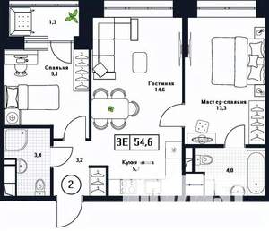 3-к квартира, вторичка, 55м2, 10/17 этаж