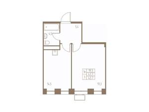 1-к квартира, строящийся дом, 44м2, 23/25 этаж