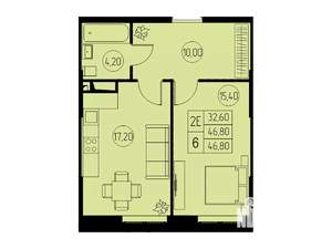 2-к квартира, строящийся дом, 47м2, 9/23 этаж