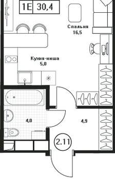 1-к квартира, вторичка, 30м2, 5/17 этаж
