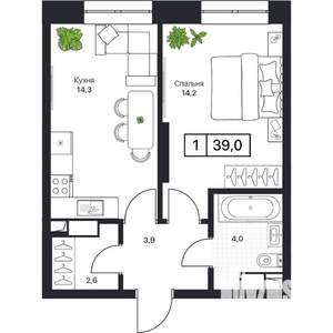 1-к квартира, вторичка, 39м2, 10/13 этаж