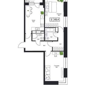 2-к квартира, вторичка, 65м2, 3/17 этаж