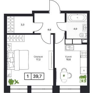 1-к квартира, вторичка, 40м2, 3/13 этаж