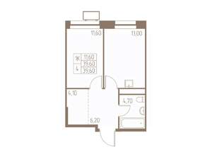 1-к квартира, вторичка, 40м2, 21/25 этаж