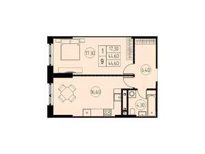 1-к квартира, строящийся дом, 45м2, 3/28 этаж