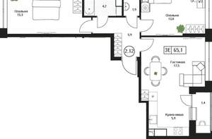 3-к квартира, вторичка, 65м2, 11/17 этаж