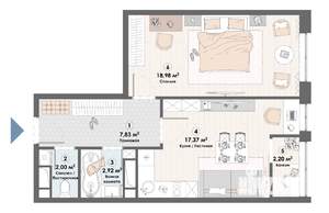 3-к квартира, строящийся дом, 69м2, 17/23 этаж