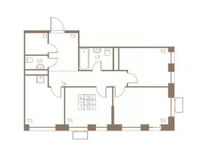3-к квартира, строящийся дом, 73м2, 23/25 этаж
