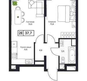 1-к квартира, вторичка, 39м2, 4/17 этаж