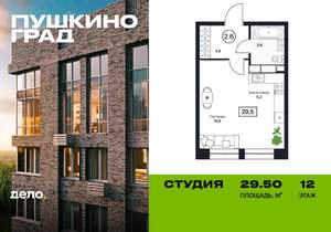 Студия квартира, вторичка, 30м2, 12/17 этаж