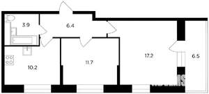 2-к квартира, вторичка, 53м2, 7/12 этаж