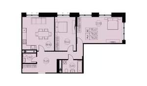 3-к квартира, вторичка, 78м2, 17/28 этаж