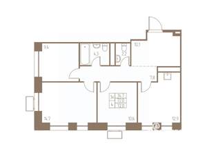 3-к квартира, строящийся дом, 72м2, 13/25 этаж