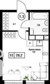 Студия квартира, вторичка, 28м2, 16/17 этаж