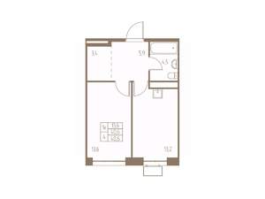 1-к квартира, строящийся дом, 41м2, 20/25 этаж