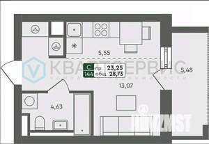 Студия квартира, вторичка, 29м2, 4/5 этаж