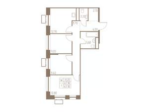3-к квартира, строящийся дом, 67м2, 17/25 этаж