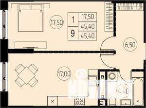 1-к квартира, строящийся дом, 45м2, 25/28 этаж