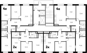 2-к квартира, строящийся дом, 55м2, 2/17 этаж