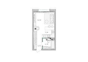 Студия квартира, строящийся дом, 28м2, 8/17 этаж