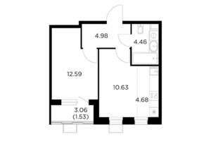 2-к квартира, строящийся дом, 39м2, 11/15 этаж