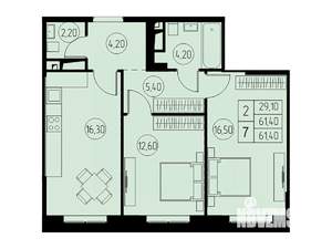 2-к квартира, строящийся дом, 61м2, 9/23 этаж
