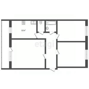 3-к квартира, вторичка, 60м2, 1/9 этаж