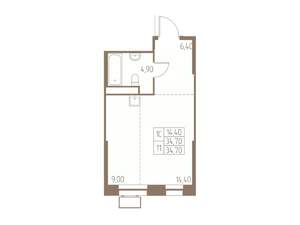 Студия квартира, вторичка, 35м2, 8/25 этаж