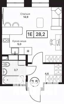 Студия квартира, вторичка, 28м2, 10/17 этаж