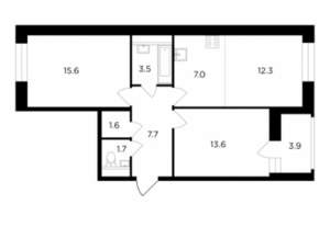 1-к квартира, строящийся дом, 33м2, 3/15 этаж