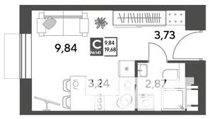 Студия квартира, строящийся дом, 20м2, 5/15 этаж