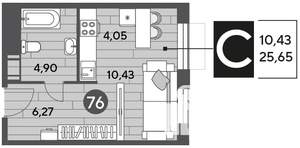 Студия квартира, строящийся дом, 26м2, 9/10 этаж