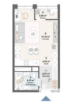 Студия квартира, строящийся дом, 32м2, 10/23 этаж