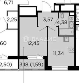 1-к квартира, сданный дом, 33м2, 9/15 этаж