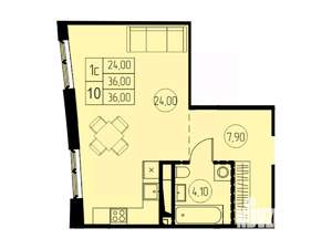 Студия квартира, строящийся дом, 36м2, 18/18 этаж