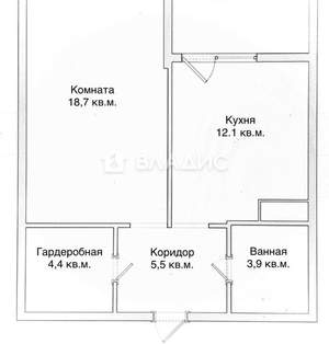 1-к квартира, вторичка, 45м2, 13/22 этаж